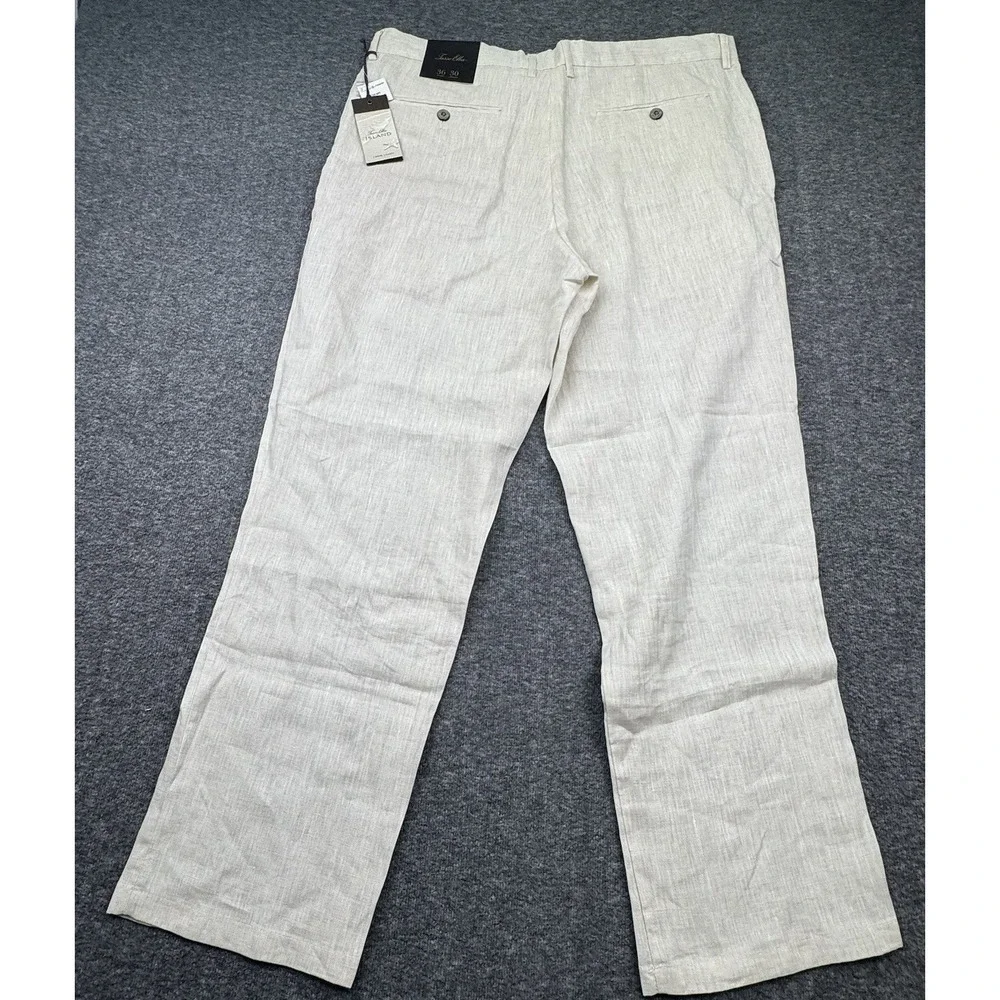 Tasso Elba Island Pants 100% linen straight leg 36x30 New Beige Wedding Beach